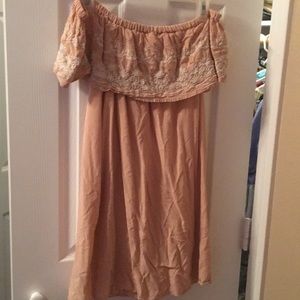 Light pink off the shoulder dress